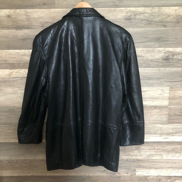 Vintage Black Leather Buttery Soft Blazer Jacket Medium - Picture 7 of 10